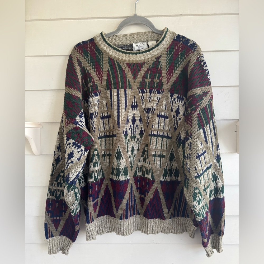 The Men's Store at Sears Vintage Multicolor Knit Crewneck Sweater Size XL